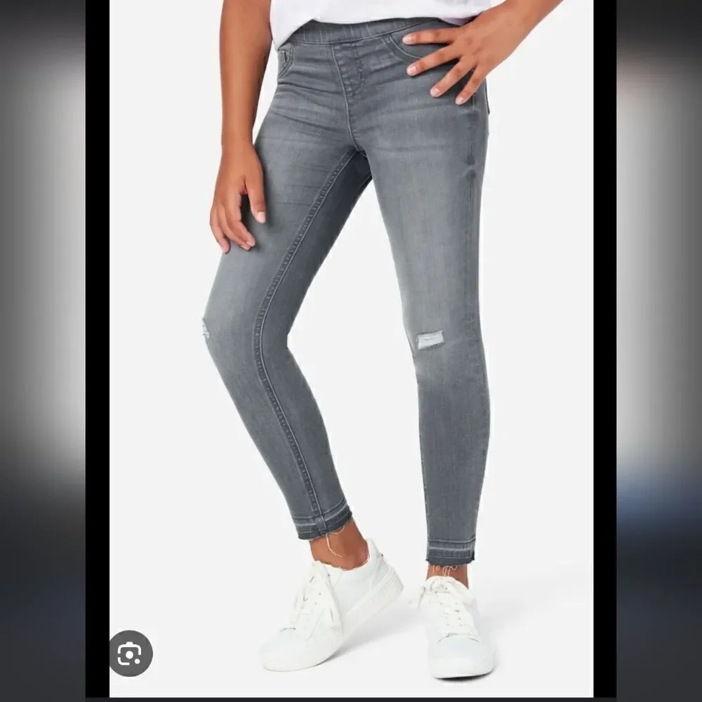 Take 50% OFF- Justice Girl's Pull-On Jean Leggings in Grey Wash Woven, Size-14